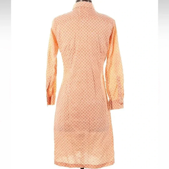 Three Islands Peach Checkered Long Sleeve Button Down Cotton Shirt Dress Size XS - Picture 2 of 5